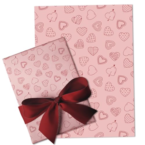 Festiko® Heart Theme Gift Wrapping Paper Sheets (Pack of 10 Sheets), Valentine's Day Wrapping Paper, Love Theme Printed Wrapping Papers - Image 1