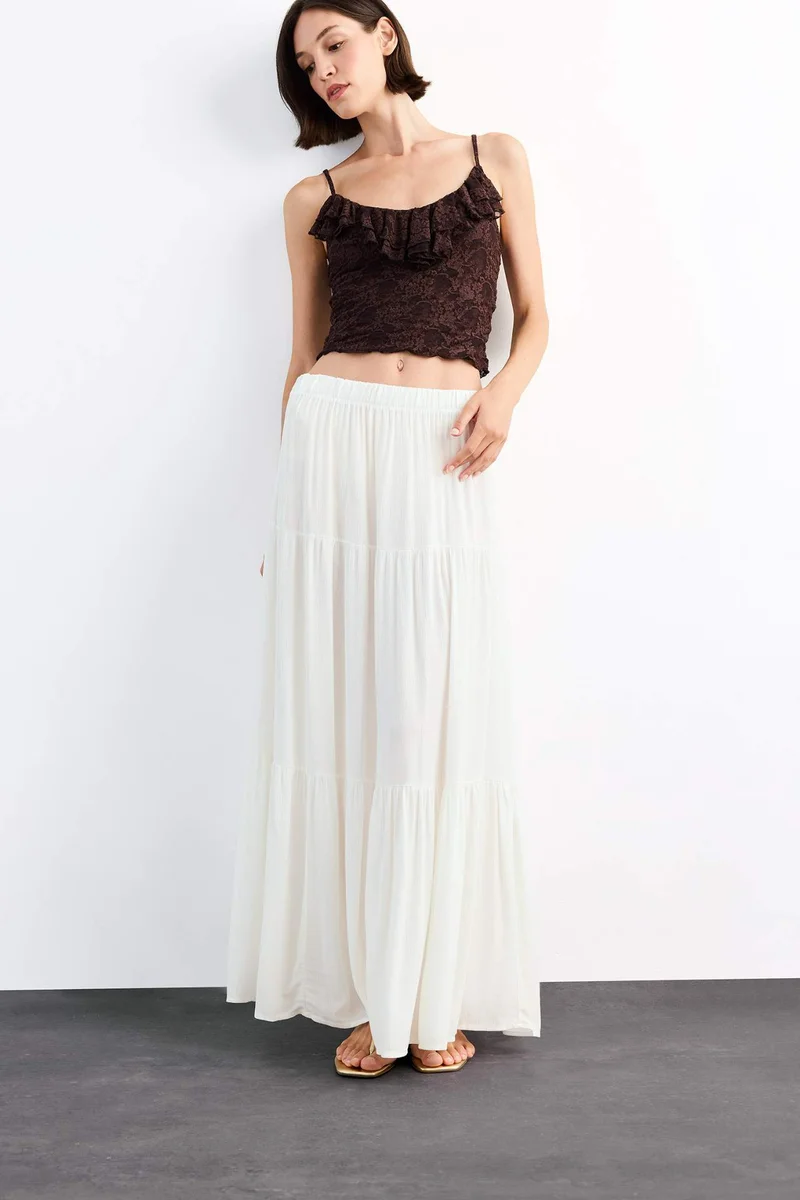 DeFacto Strapless Flounced Lace Blouse