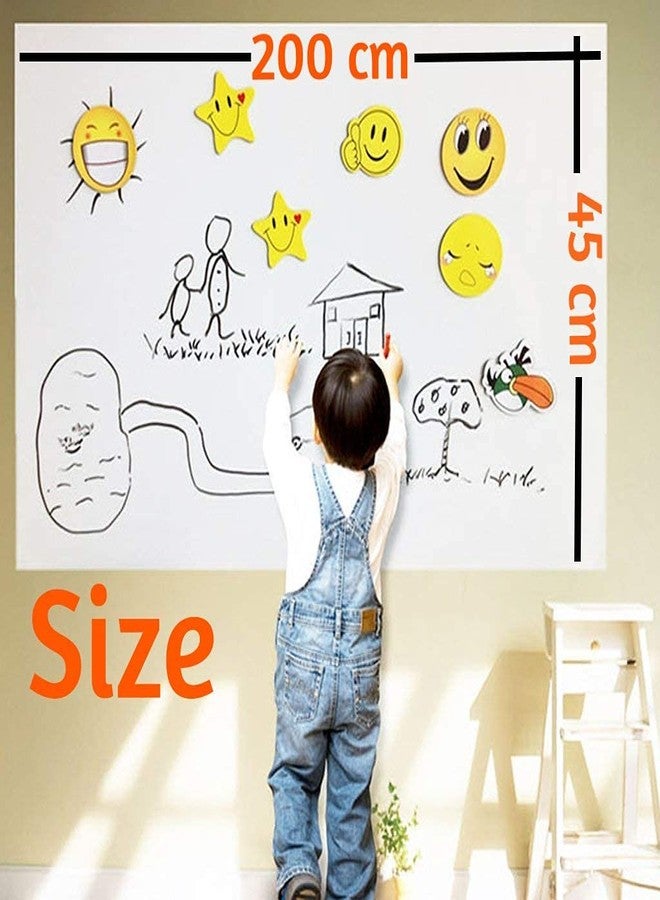 Styleys Whiteboard Sticker Removable Decal For Home / School / Office / College / Study Room / Kitchen (45 x 200 cm) (White) - Image 2