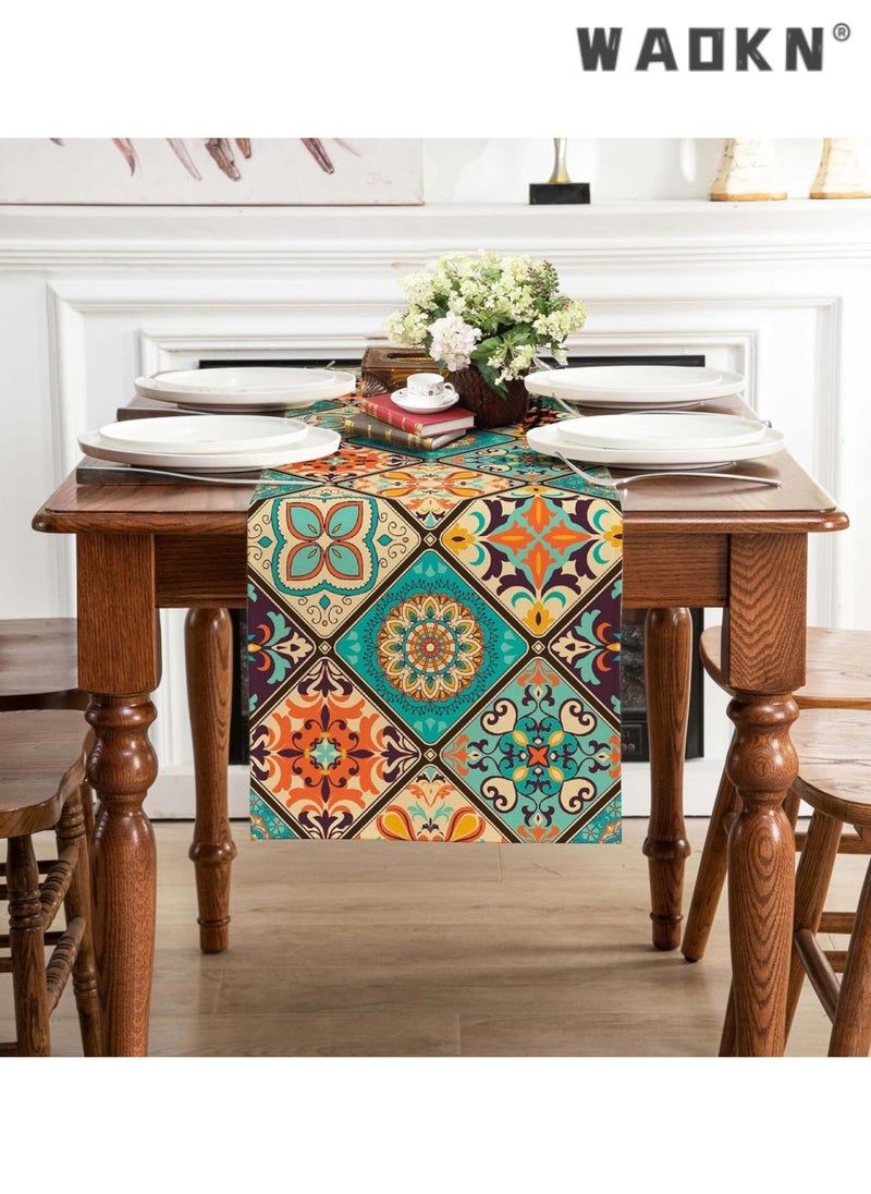 WAOKN Boho Table Runner, Vintage Bohemian-Inspired Seasonal Table Runners for Party, Kitchen, Dining, Coffee Table, Versatile Indoor & Outdoor Use, Machine Washable, Home Decor  - Image 5