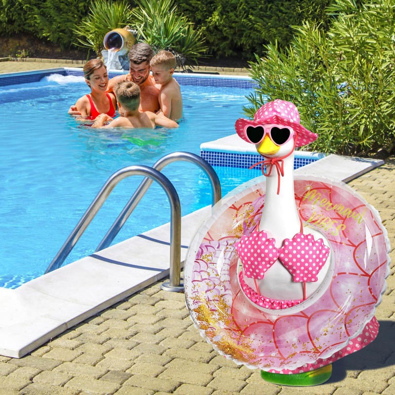 Pextian Hawaiian Porch Goose Outfits, 23 Inch Bikini Porch Goose Summer Outfit, Goose Clothes for Cement Goose Outdoor Garden Yard Decor - Image 4