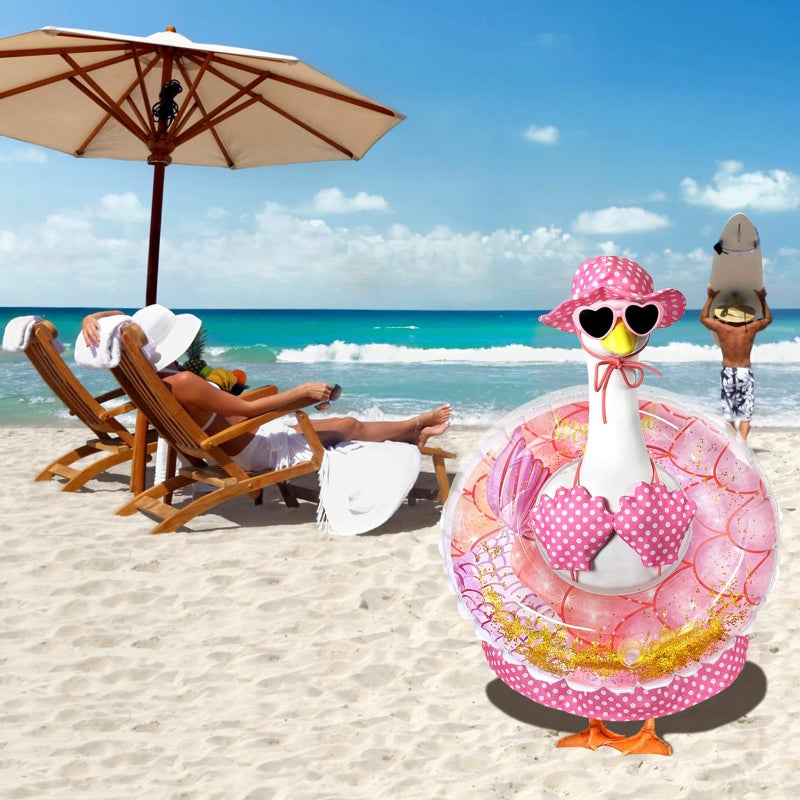 Pextian Hawaiian Porch Goose Outfits, 23 Inch Bikini Porch Goose Summer Outfit, Goose Clothes for Cement Goose Outdoor Garden Yard Decor - Image 5