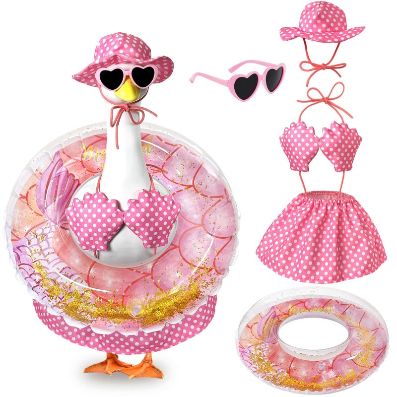 Pextian Hawaiian Porch Goose Outfits, 23 Inch Bikini Porch Goose Summer Outfit, Goose Clothes for Cement Goose Outdoor Garden Yard Decor - Image 1