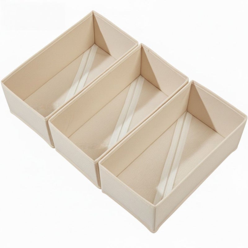 Fabric Drawer Organizers With Dividers 3 Pack For Underwear Socks Leggings Storage Brushed End Canvas Box With Internal Compartments For Wardrobe Dresser Dressing Table Space Saver Closet Organization System - Image 4