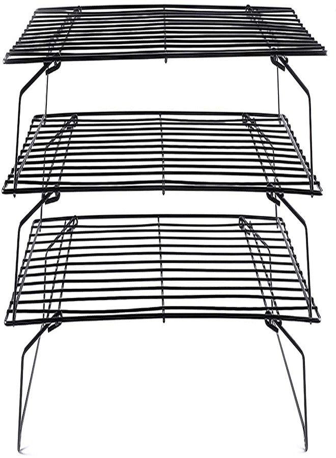 Coobbar Cooling Rack, 3-Tier Stainless Steel Stackable Baking Cooking Cooling Racks for Cooling Roasting Grilling, Collapsible & Heavy Duty, Oven & Dishwasher Safe - Image 1
