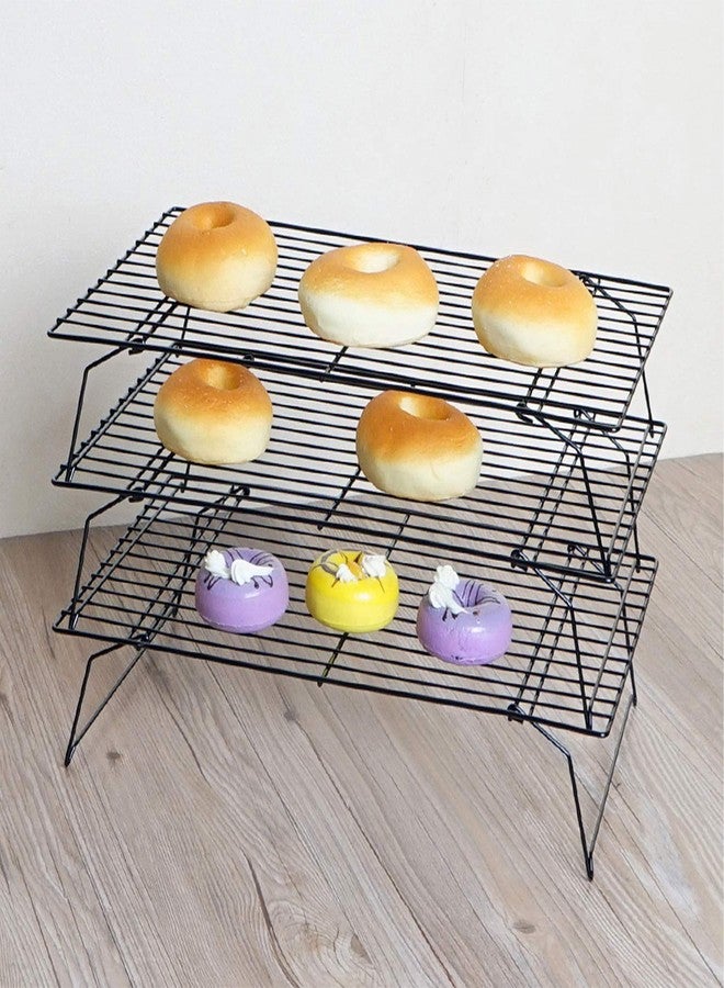 Coobbar Cooling Rack, 3-Tier Stainless Steel Stackable Baking Cooking Cooling Racks for Cooling Roasting Grilling, Collapsible & Heavy Duty, Oven & Dishwasher Safe - Image 4