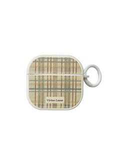 Suitable For AirPods 4 Headset Square Skin Soft Shell For Apple1/2 Generation Pro2 Bluetooth Protective Case Plaid Drop-Resistant-Color:Square Leather Soft Shell-green Plaid-Model:Airpods 4 (protective Case)