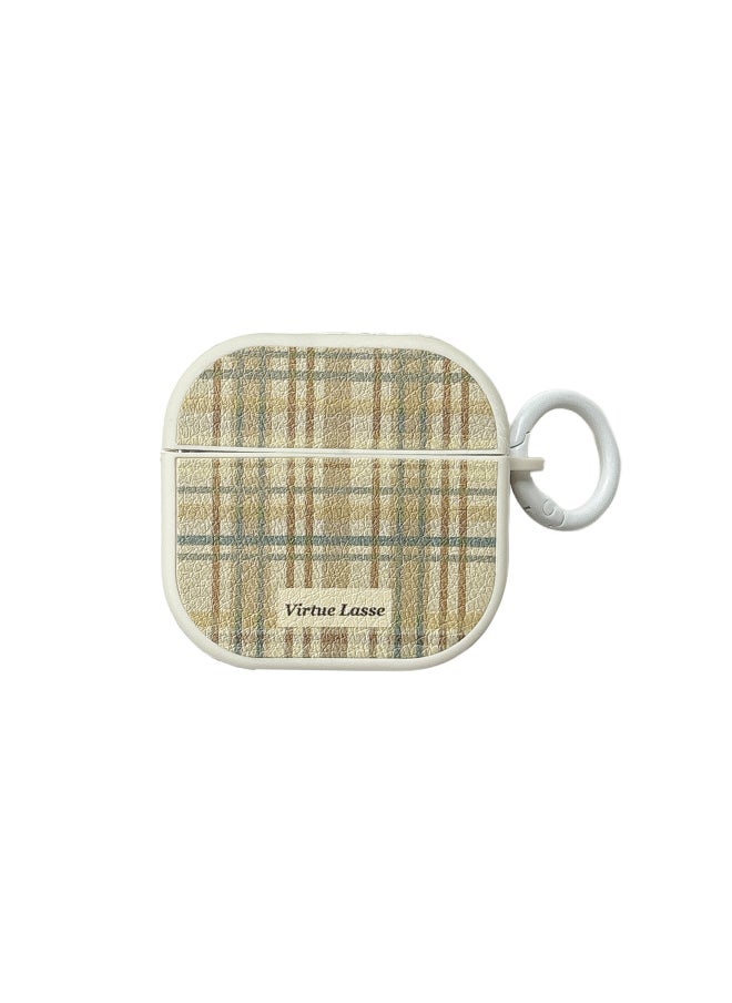 Generic - Suitable For AirPods 4 Headset Square Skin Soft Shell For Apple1/2 Generation Pro2 Bluetooth Protective Case Plaid Drop-Resistant-Color:Square Leather Soft Shell-green Plaid-Model:Airpods 4 (protective Case) - Image 1