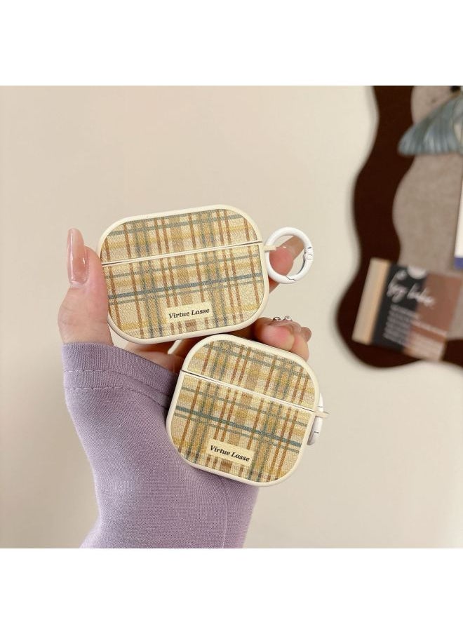 Generic - Suitable For AirPods 4 Headset Square Skin Soft Shell For Apple1/2 Generation Pro2 Bluetooth Protective Case Plaid Drop-Resistant-Color:Square Leather Soft Shell-green Plaid-Model:Airpods 4 (protective Case) - Image 1