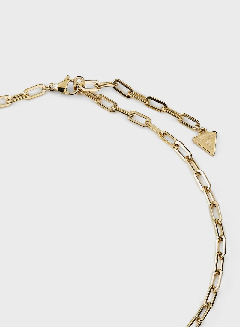 GUESS Double Heart Paperlinks Chain Necklace