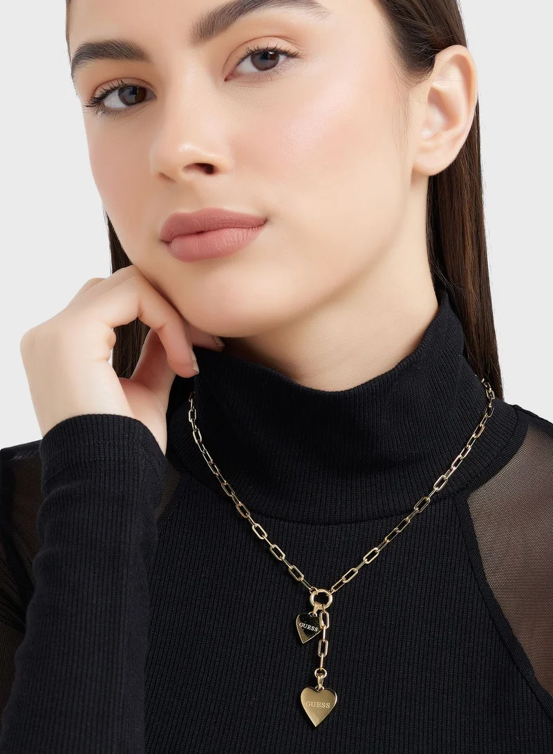 GUESS Double Heart Paperlinks Chain Necklace