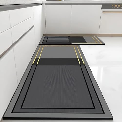 Yagzon Anti Fatigue Kitchen Mats for Floor, Cushioned Non Slip Rugs for Kitchen Floor, Durable Rubber Backed Kitchen Rugs, Waterproof Cushioned Kitchen Rug Set for Kitchen, Laundry, Office & Sink - Image 2