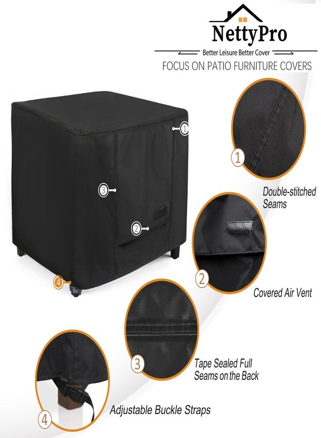 NettyPro Outdoor Patio Ottoman Cover, Waterproof Square Side Table Cover, 20L x 20W x 18H inch, Black - Image 4