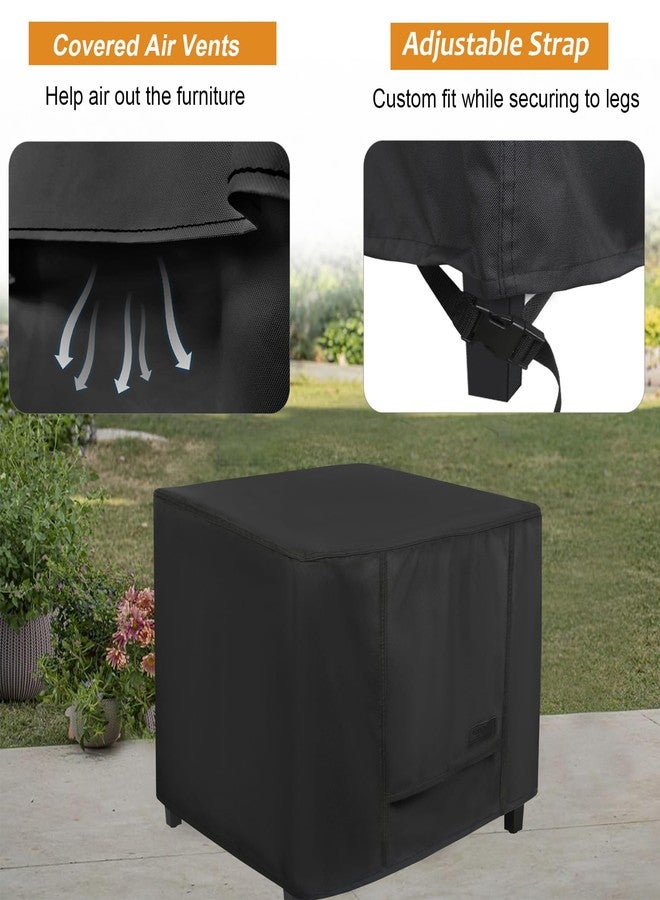 NettyPro Outdoor Patio Ottoman Cover, Waterproof Square Side Table Cover, 20L x 20W x 18H inch, Black - Image 5
