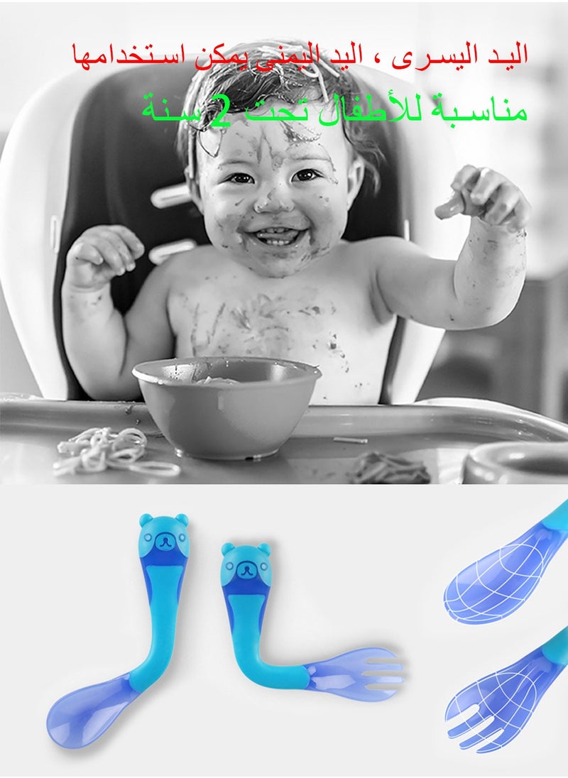 Syarme Toddler Utensils Baby Bendable Spoons and Forks, Temperature sensitive color change, Self-feeding Flatware Sets for Kids, Including Boxes and Bags - Blue  - Image 4