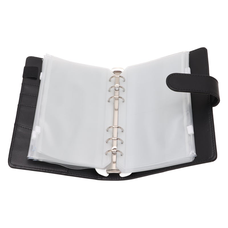 A6 Budget Binder Black PU Leather Waterproof Tear Resistant Cash Envelope Binder - Multi Card Storage Portable Budget Organizer for Home Office School Travel - Image 2