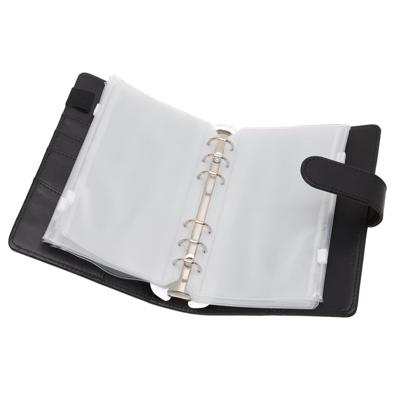 A6 Budget Binder Black PU Leather Waterproof Tear Resistant Cash Envelope Binder - Multi Card Storage Portable Budget Organizer for Home Office School Travel - Image 4