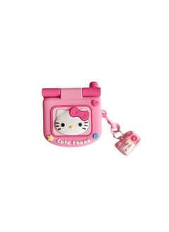 Flip Mirror KT Cat Phone AirPods Pro For Apple Bluetooth Headset 2/3/4 Generation Protective Cover For Cute-Color:Flip Mirror Kt Cat + Pendant-Applicable Models:AirPods 4(2024)