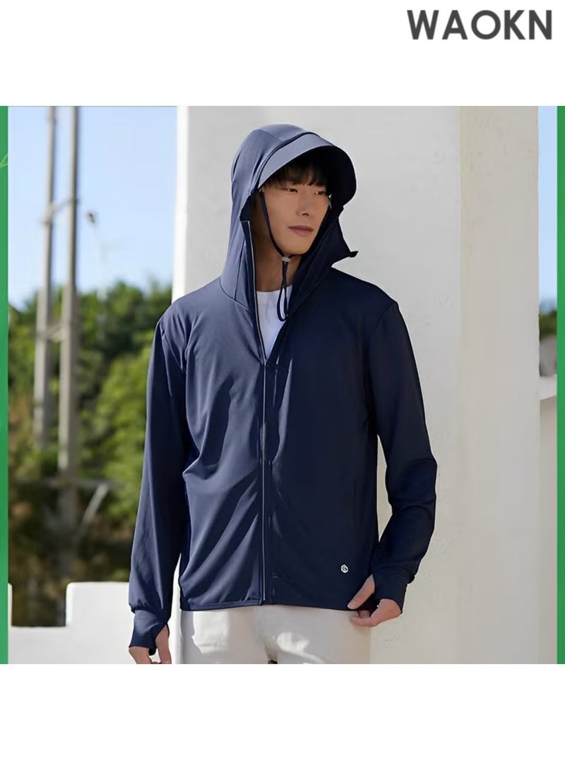 WAOKN UPF 50+ UV Sun Protection Clothing with Removable Hat Brim for Men&women, Sun Protection Ice Silk Clothing Long Sleeve Hoodie Sun Shirt, Summer Elastic Quick Dry Sun Shirts Full Zipper Fishing Jacket-L - Image 5