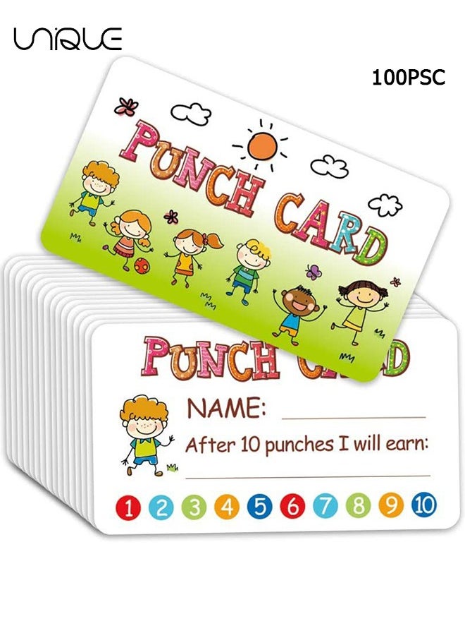 Unique Reward Punch Cards, 100pcs Reward Incentive Card for Teacher, Behavior Chart for Kids, Homeschool Classroom Supplies for Motivation 2" x 3.5"  - Image 1