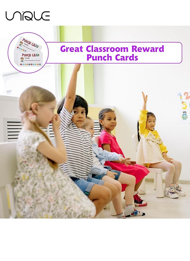 Reward Punch Cards, 100pcs Reward Incentive Card for Teacher, Behavior Chart for Kids, Homeschool Classroom Supplies for Motivation 2" x 3.5"