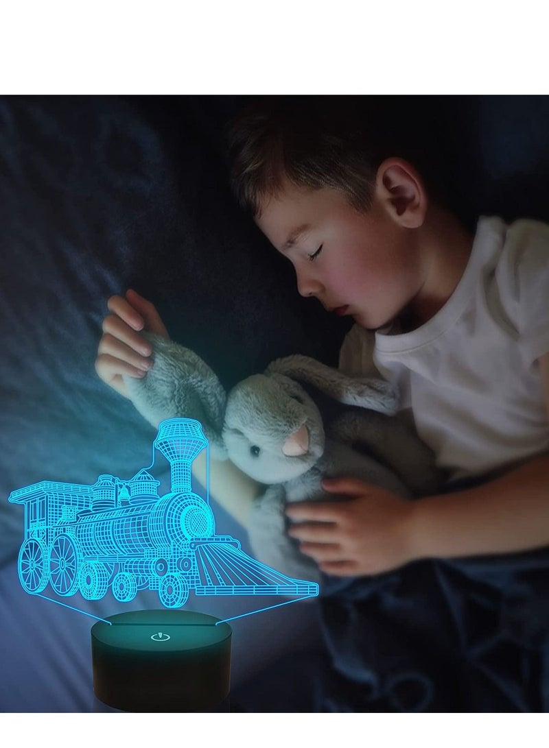 althiqahkey Train 3D Gifts Lamp, Illusion Hologram Night Light with Timer Remote Control 16 Colors Changing Kids Bedroom Decor Novelty Birthday Christmas Present for Train Model  - Image 4