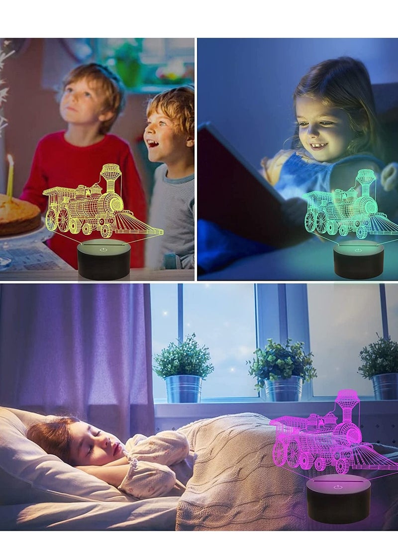 althiqahkey Train 3D Gifts Lamp, Illusion Hologram Night Light with Timer Remote Control 16 Colors Changing Kids Bedroom Decor Novelty Birthday Christmas Present for Train Model  - Image 5