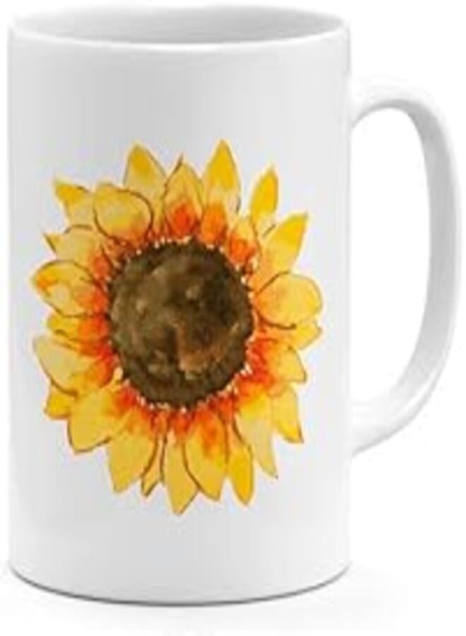RYN PRINTED DESIGN Sunflower Coffee Mug White 11ounce