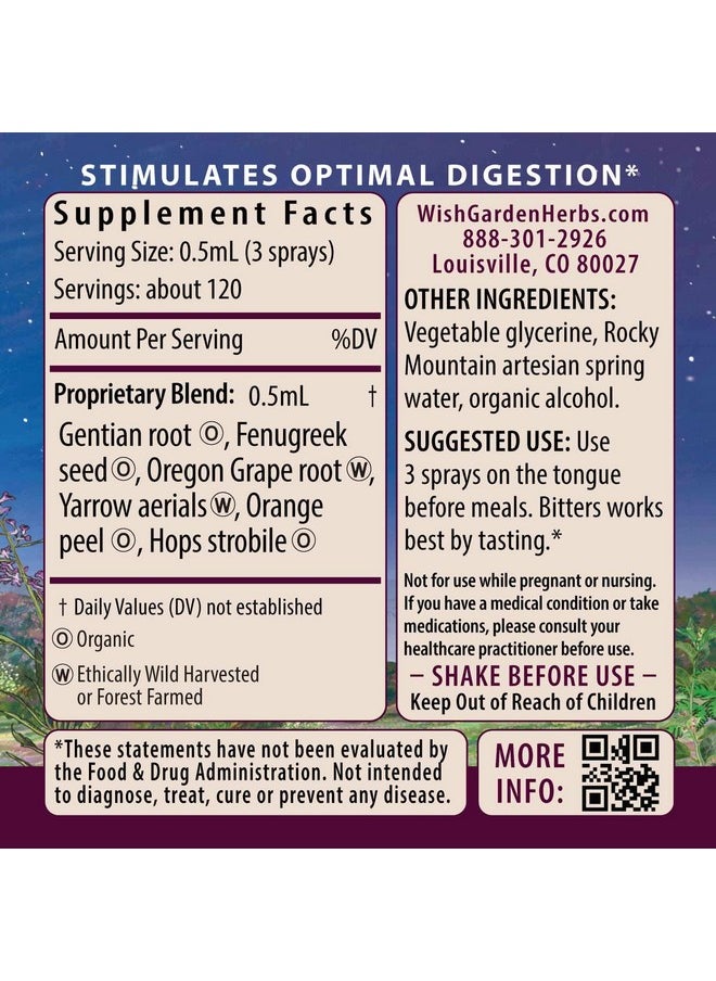 Wishgarden - WishGarden Herbs Badass Bitters - All-Natural Digestive Bitters Made with Gentian Root, Orange Peel & Fenugreek Seed, Bitters for Digestion Stimulates Digestive Enzymes Function, Swedish Bitters, 4oz - Image 1