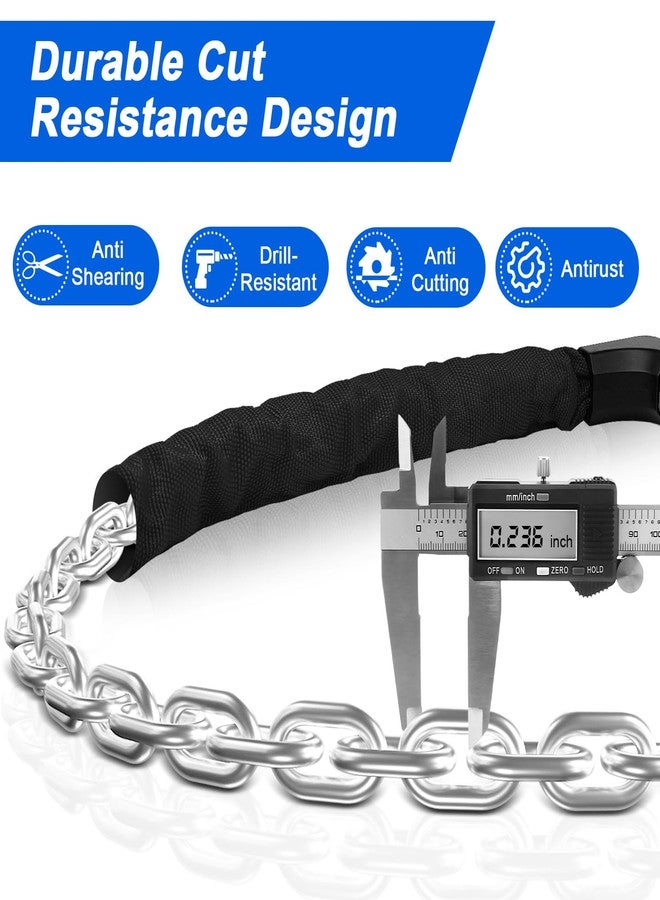 NDakter Upgrade Bike Chain Lock with 4 Digit Combination and 2 Keys, 1.64/2.3/3.2/4.28 Ft Heavy Duty Anti-Theft Bicycle Lock, 2 Ways to Unlock High Security Scooter Locks for Ebike, Escooter, Door - Image 3