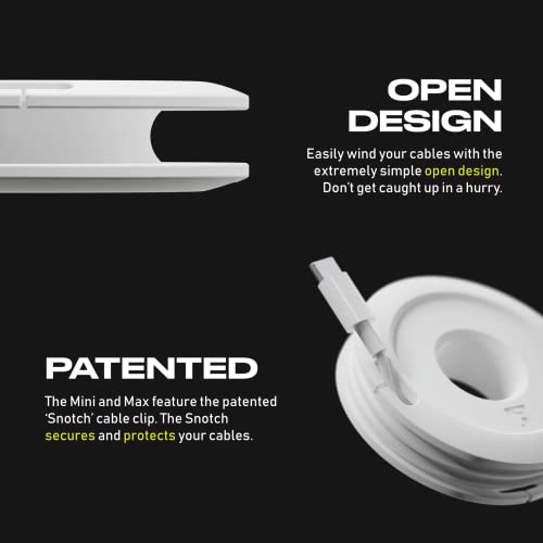 Fuse Side Winder Mini and Max Headphone, Earbud and Charging Cable Winder and Organizer Perfect for Wrapping Earbuds and Cords for Travel and Organization 4-Pack (White, Max) - Image 4