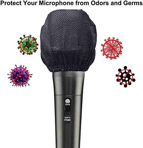 TENGYES 400 PCS (200 Pack) Microphone Hygiene Covers Disposable Non-Woven Handheld Mic Cover Windscreen Protective Cap for KTV Karaoke Recording Room Stage Performance, Black - Image 4