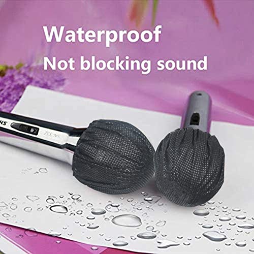 TENGYES 400 PCS (200 Pack) Microphone Hygiene Covers Disposable Non-Woven Handheld Mic Cover Windscreen Protective Cap for KTV Karaoke Recording Room Stage Performance, Black - Image 5