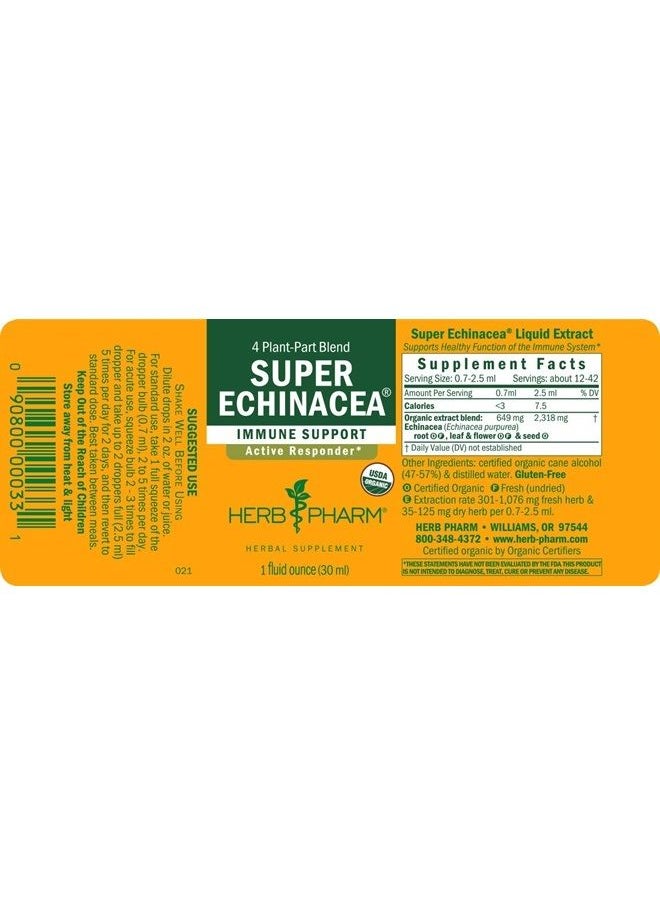 HERB PHARM - Certified Organic Super Echinacea Liquid Extract for Active Immune System Support - 1 Ounce (DSUPER01) - Image 1
