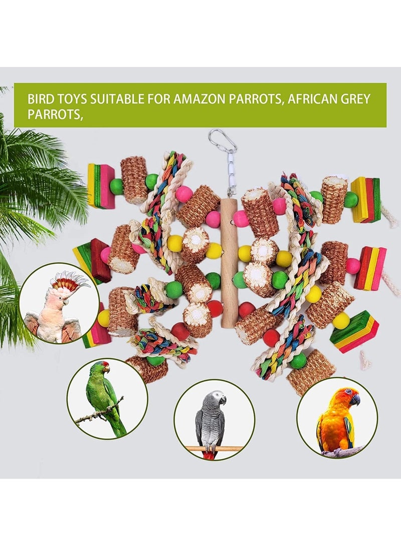 FengSVMA Parrot Toys, Bird Toys Made of Natural Multi-Colored Wooden Blocks, Suitable for African Gray Parrots, Amazon Parrots, Small and Medium-Sized Macaws Chewing, Exercise The Bea - Image 3