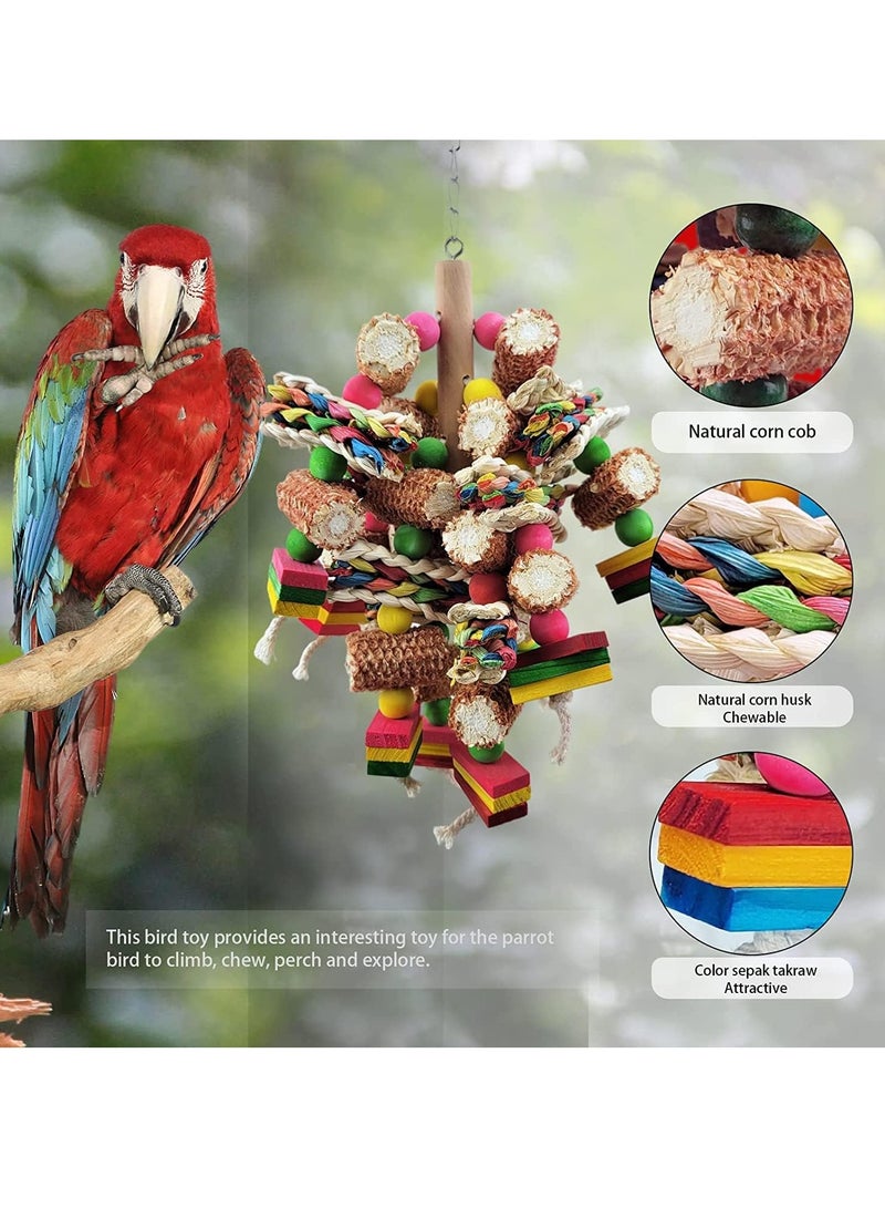 FengSVMA Parrot Toys, Bird Toys Made of Natural Multi-Colored Wooden Blocks, Suitable for African Gray Parrots, Amazon Parrots, Small and Medium-Sized Macaws Chewing, Exercise The Bea - Image 4