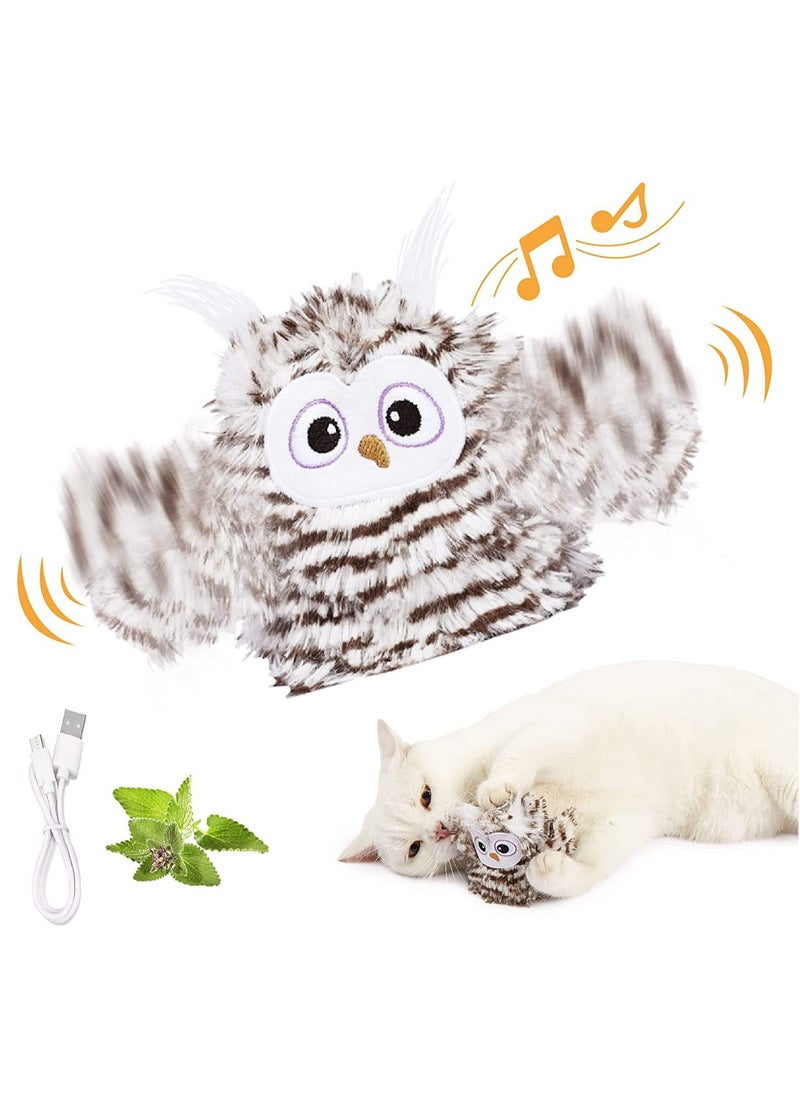 Arabest - Interactive Cat Toy Rechargeable Automatic Chirping Owl Cat Toy with Catnip, Auto Beating Wings Flying Bird Cat Toys for Indoor Cats to Play Alone, Never Boredom - Image 1
