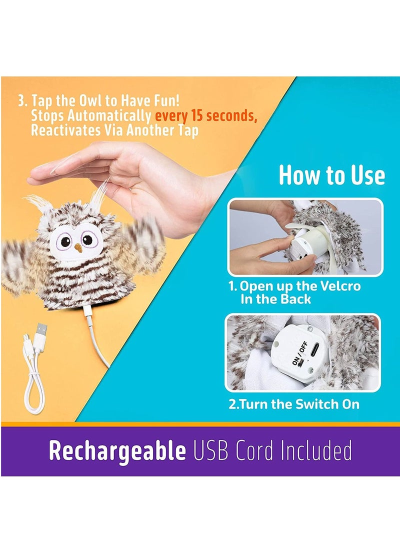 Arabest - Interactive Cat Toy Rechargeable Automatic Chirping Owl Cat Toy with Catnip, Auto Beating Wings Flying Bird Cat Toys for Indoor Cats to Play Alone, Never Boredom - Image 1