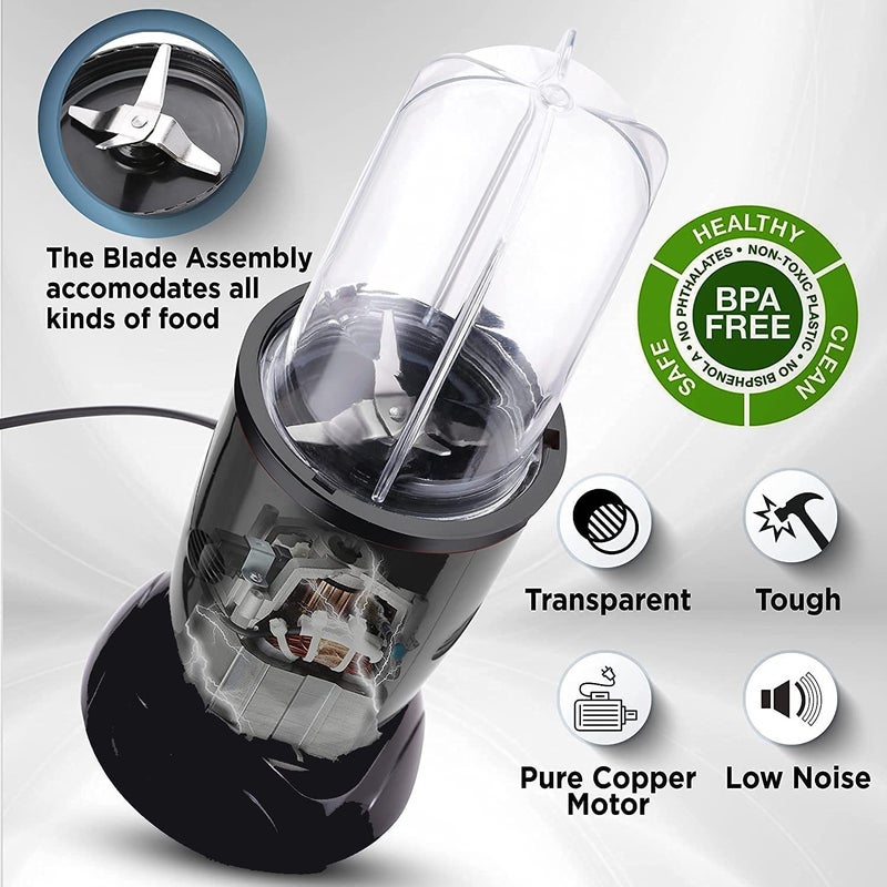 REGOLITH ENTERPRISES REGOLITH ENTERPRISES 22000 RPM Bullet MixerGrinder Blender Stainless Steel Blades 2 Unbreakable Jars 500ml 300ml 750 Watt for Nutritious Juices Shakes Crushes Grinding Mixie 1 Years Warranty  - Image 3