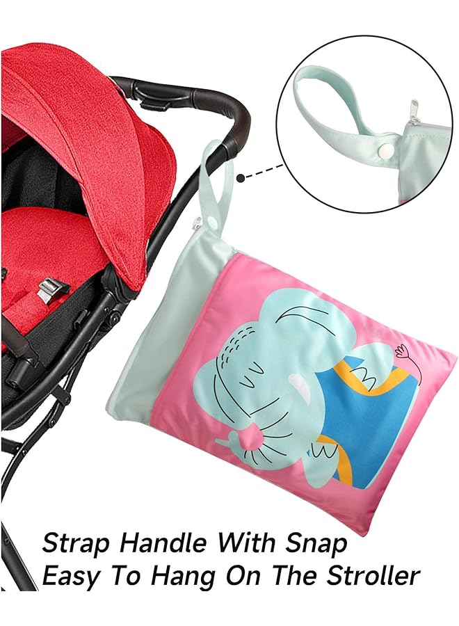 X spring Wet Dry Bags 2Pcs Cloth Baby Diaper Bag Reusable Waterproof Bag Diaper Bag Organizing Pouches With Zipper And Pocket Travel Laundry Bags With Hanging Rope For Swimsuits Wet Clothes - Image 5