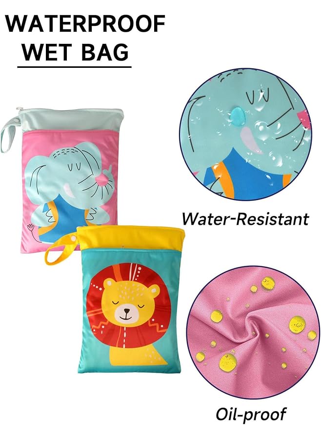 X spring Wet Dry Bags 2Pcs Cloth Baby Diaper Bag Reusable Waterproof Bag Diaper Bag Organizing Pouches With Zipper And Pocket Travel Laundry Bags With Hanging Rope For Swimsuits Wet Clothes - Image 3