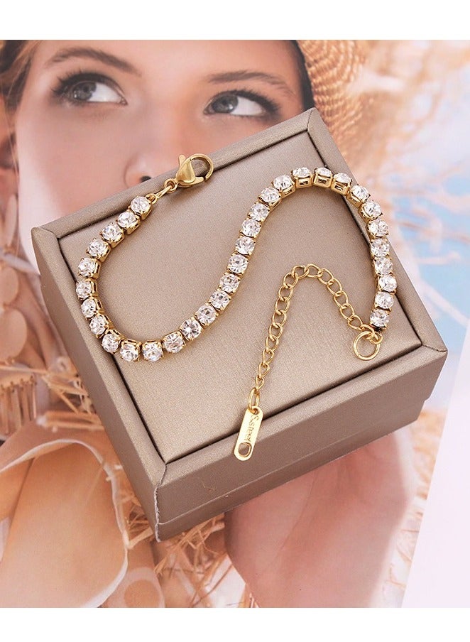 18K Gold Plated Swarovski Zirconia Studded Bracelet,No Fading, No Allergies, Super Flash  - Image 2