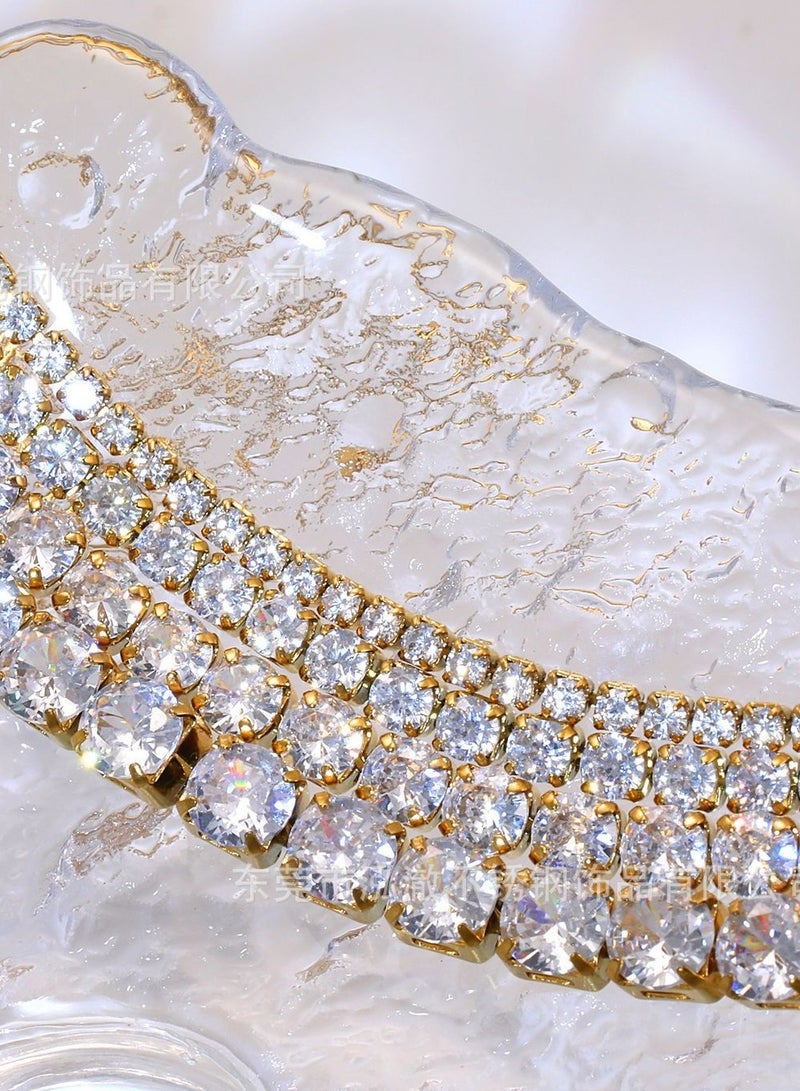 18K Gold Plated Swarovski Zirconia Studded Bracelet,No Fading, No Allergies, Super Flash  - Image 3