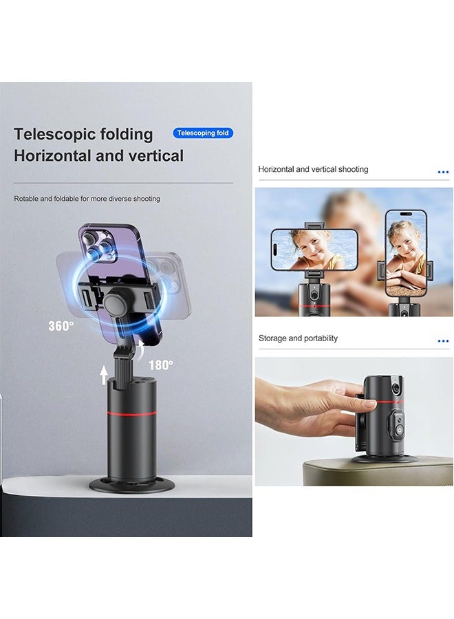 Auto Tracking Phone Holder,360° Rotation Phone Camera Mount Smart Shooting Tracking Holder with Remote Selfie Stick for iPhone Android Stabilizer Shooting Live,No App,Rechargeable - Image 5