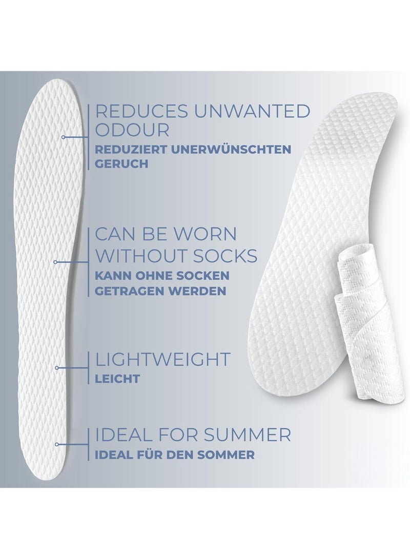 y_and_d 5 Pairs Disposable Breathable Thin Insoles Sweat Absorbing Shoe Pads Barefoot Insoles Disposable Wood Pulp Insole Feet Solution Odor Eliminator Insole for Hiking Running (Women Size:24cm) - Image 2