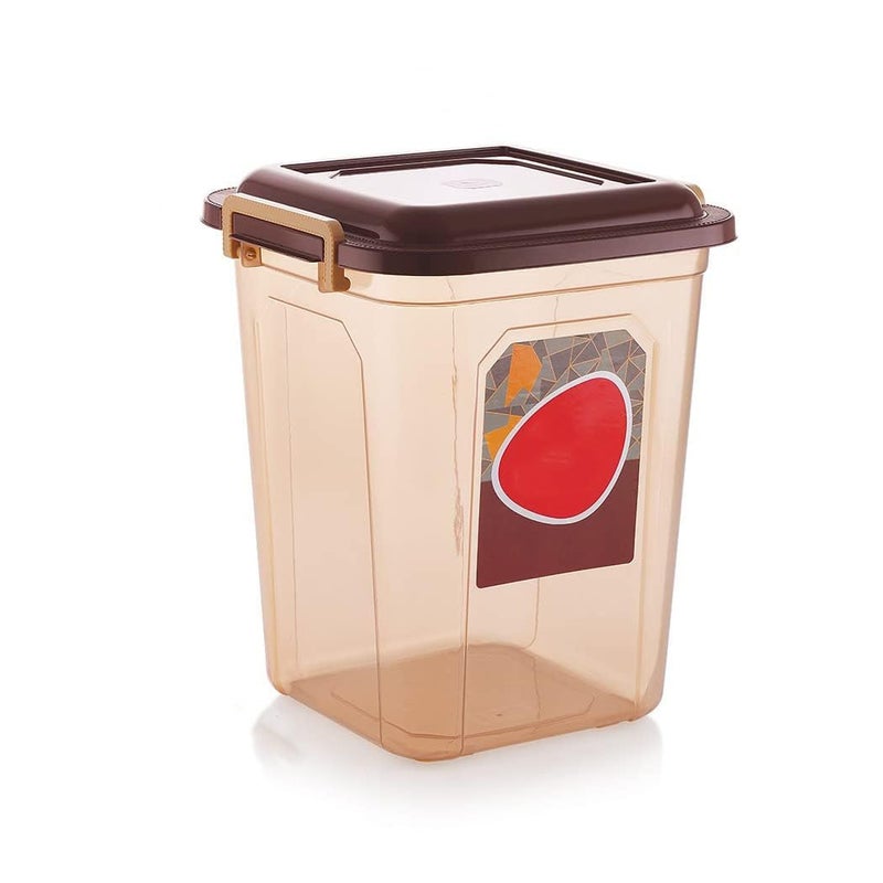 GALOOF Plastic Big Storage Container For Rise Grain Cereals Flour Atta & Foods Bulk Storage Drum (22, Square, 1, Color : Brown) - Image 5