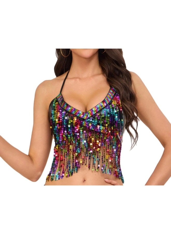 شيبشيب طقم تنورة رقص نسائي بترتر وشرابات مع توب قصير – مقاس قابل للتعديل لرقصات اللاتين والتانغو والرقص الشرقي - Image 3