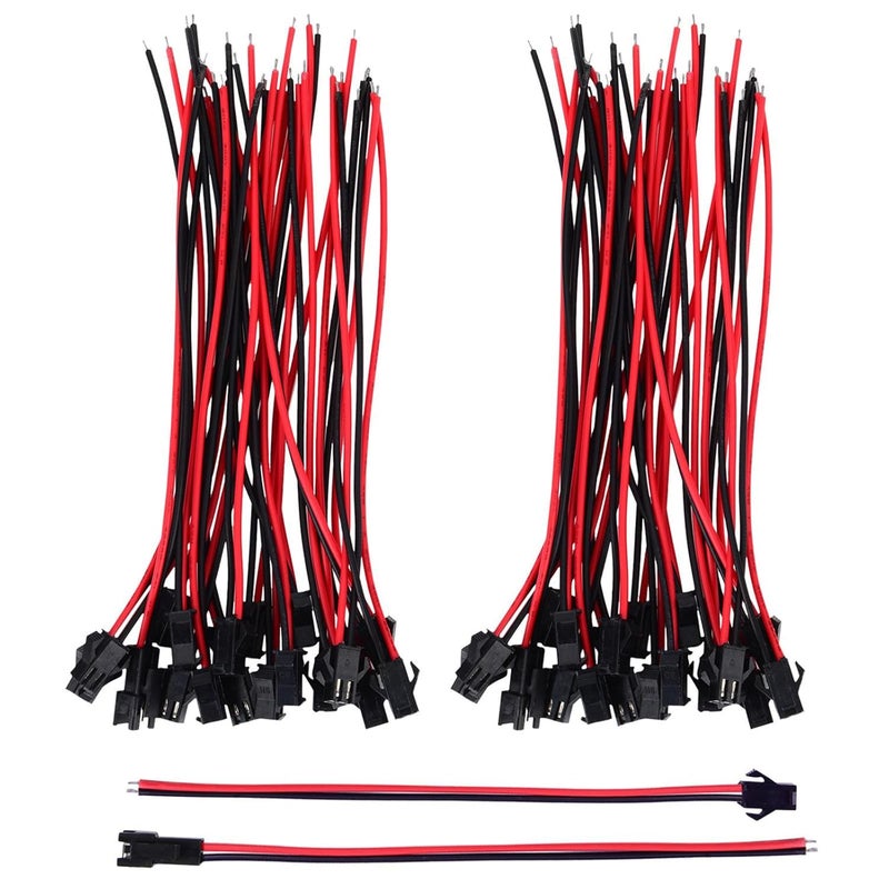 Mudder 22 AWG JST SM 2 Pin Plug Male and Female Connector Adapter with 135 mm Electrical Cable Wire for LED Light, 20 Pairs - Image 1