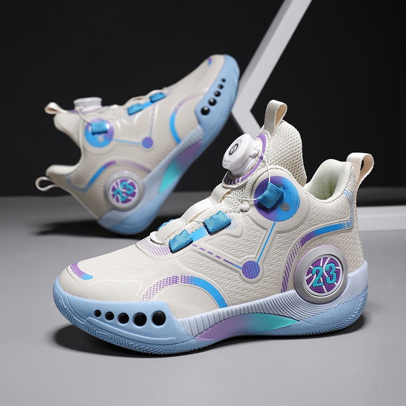 2024 Boys' Practical Training Shoes Large Children'S Non-Slip Rotating Button Running Shoes Children'S Basketball Shoes - Image 1