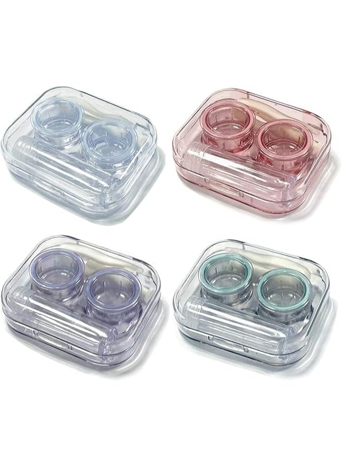 4-Pack Flip-Top Clear Contact Lens Case Travel Kit – Cute Contact Holder with Tweezers & Remover Tool, Lens Soak Storage Kit for Travel & Home - Image 2